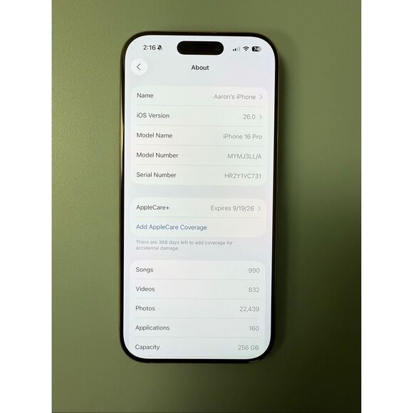 Apple iPhone 16 Pro 256GB Desert Titanium Unlocked Gently Used w/ Apple Care+ - Picture 4 of 16
